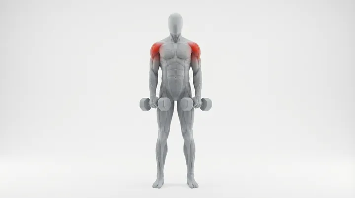 Taljapunnerrus vinossa asennossa käsipainoilla (Dumbbell Upright Row)